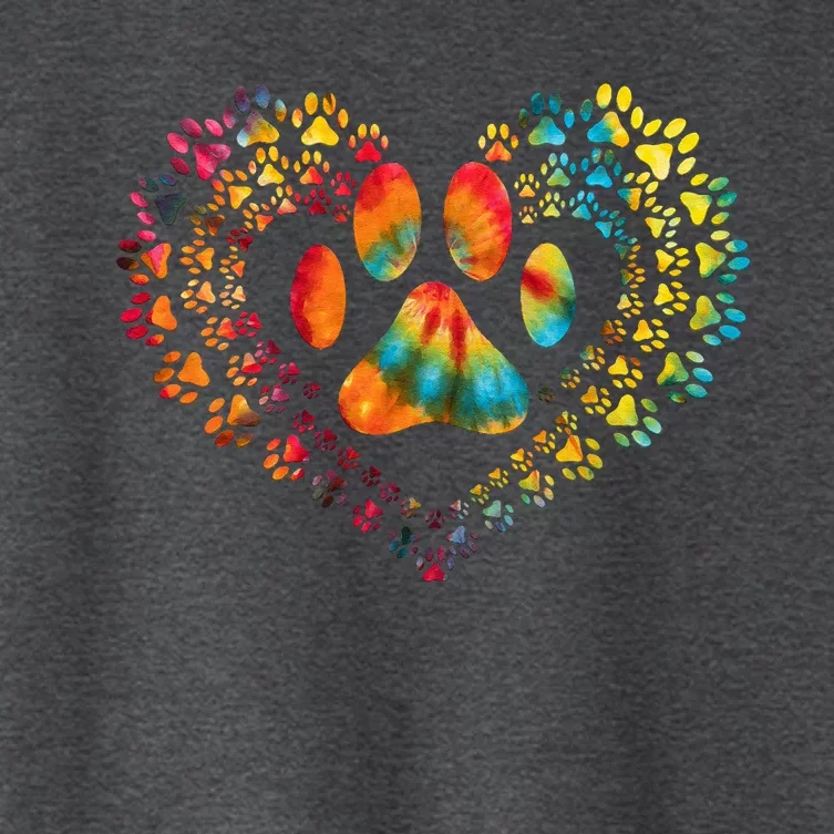 Tie Dye Love Dog Paw Print Heart Animal Lover Women's Crop Top Tee