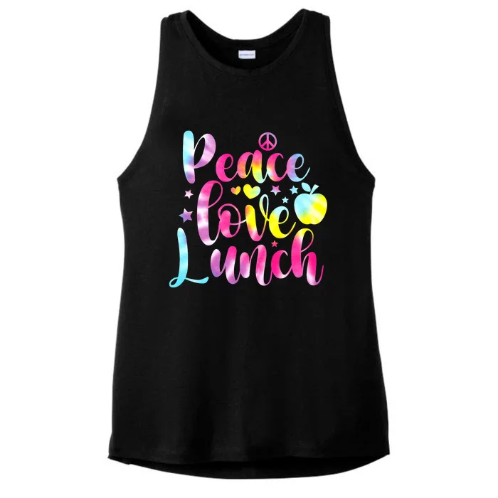 Tie Dye Lunch Lady Peace Love Lunch Cafeteria Squad Wo Ladies Tri-Blend Wicking Tank