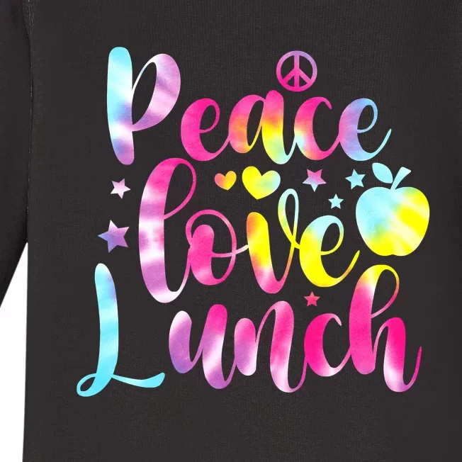 Tie Dye Lunch Lady Peace Love Lunch Cafeteria Squad Wo Baby Long Sleeve Bodysuit