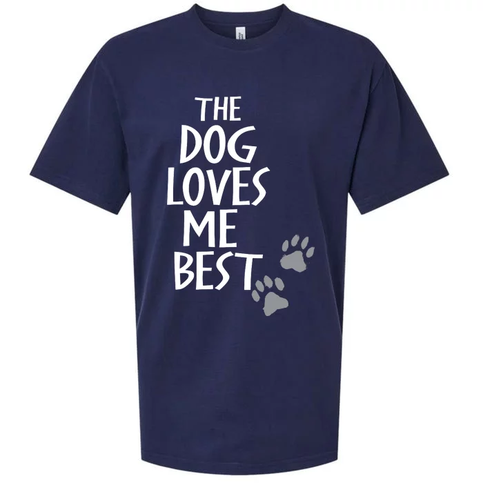 The Dog Loves Me Best Funny Dog Lover Sueded Cloud Jersey T-Shirt