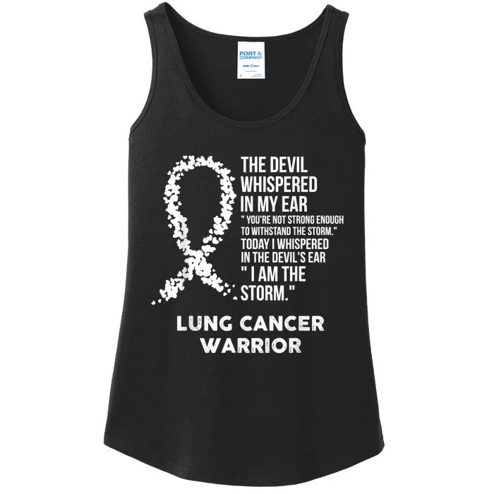 The Devil Lung Cancer Awareness Support Ribbon Ladies Essential Tank