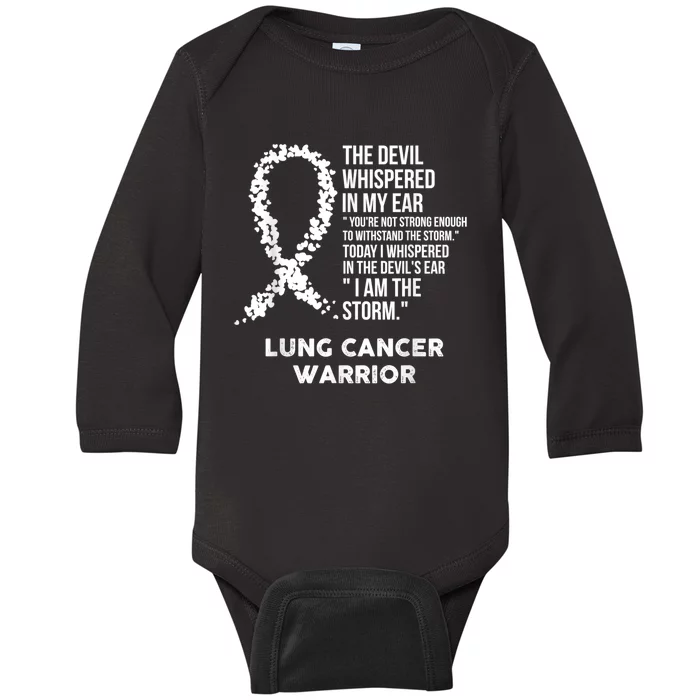 The Devil Lung Cancer Awareness Support Ribbon Baby Long Sleeve Bodysuit