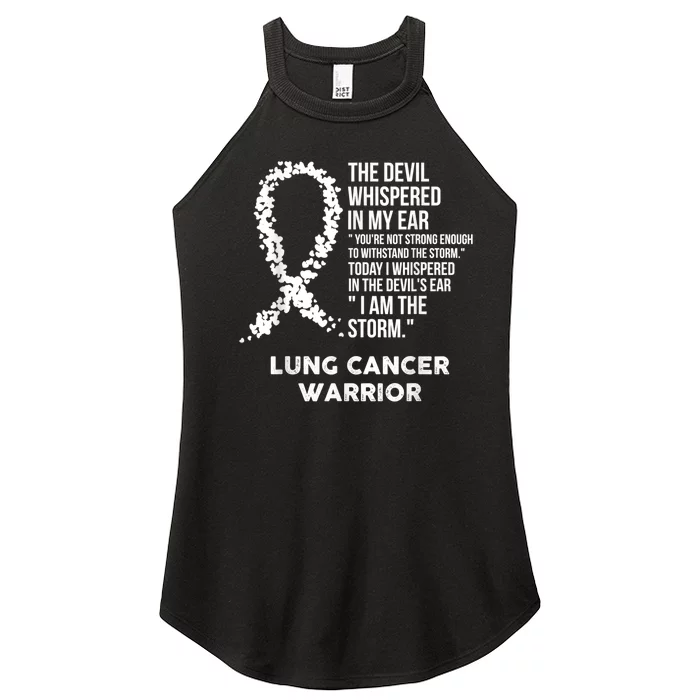 The Devil Lung Cancer Awareness Support Ribbon Women’s Perfect Tri Rocker Tank