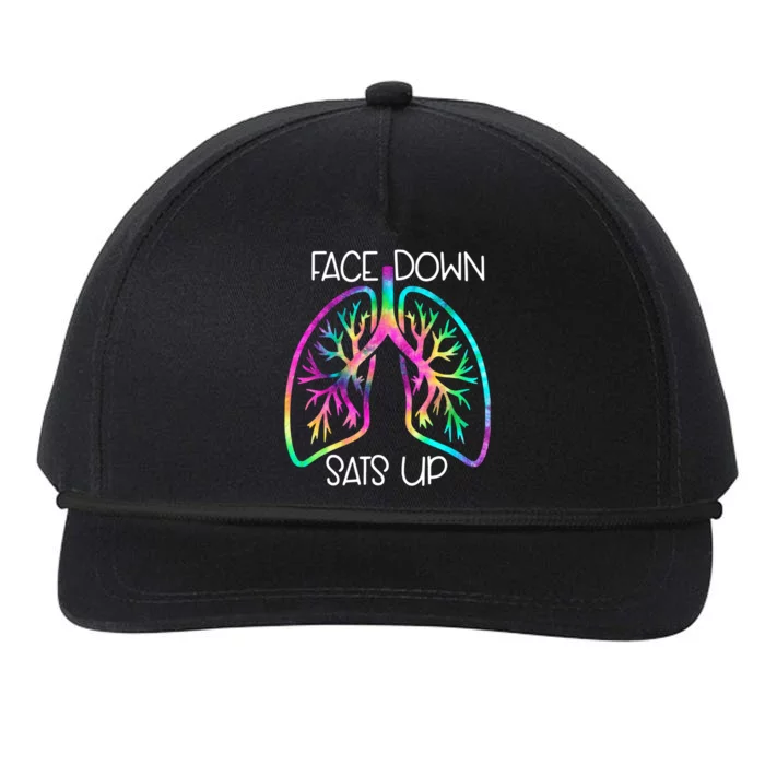 Tie Dye Lung Face Down Stats Up Funny Nursing Nurse Gift Snapback Five-Panel Rope Hat