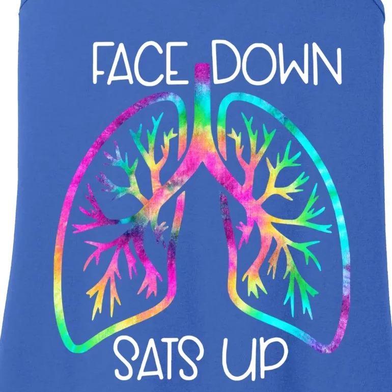 Tie Dye Lung Face Down Stats Up Funny Nursing Nurse Gift Ladies Essential Tank