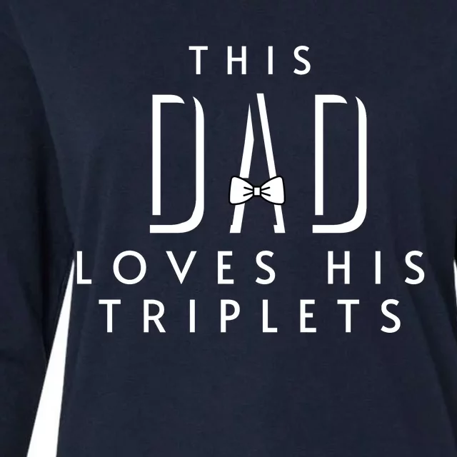 This Dad Loves His Triplets Womens Cotton Relaxed Long Sleeve T-Shirt