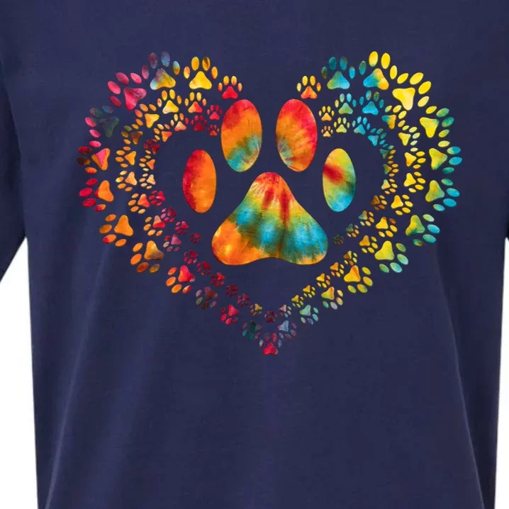 Tie Dye Love Dog Paw Print Heart Animal Lover Sueded Cloud Jersey T-Shirt