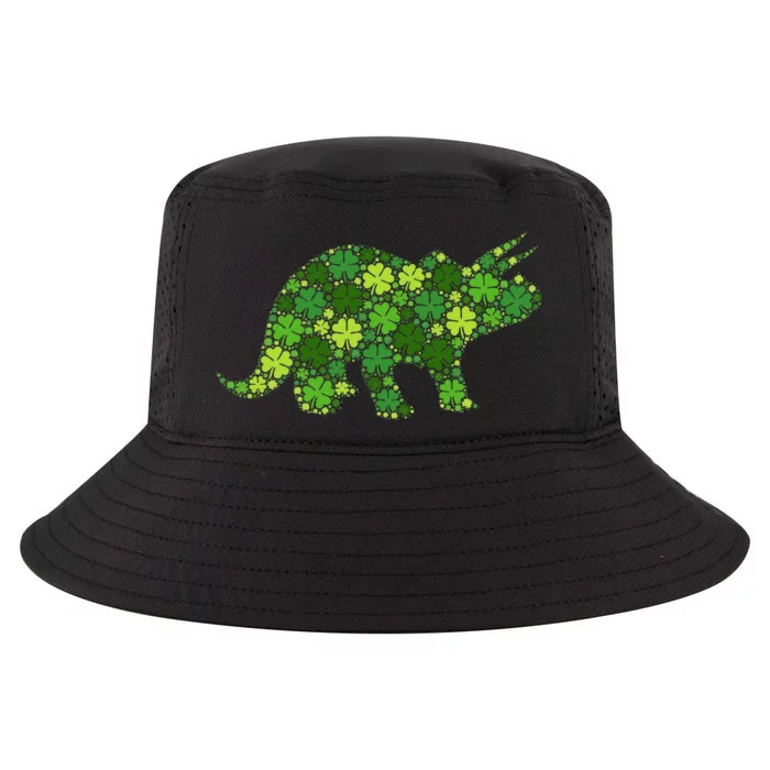 Triceratops Dinosaur Lucky Shamrock Clover St Patricks Day Cool Comfort Performance Bucket Hat