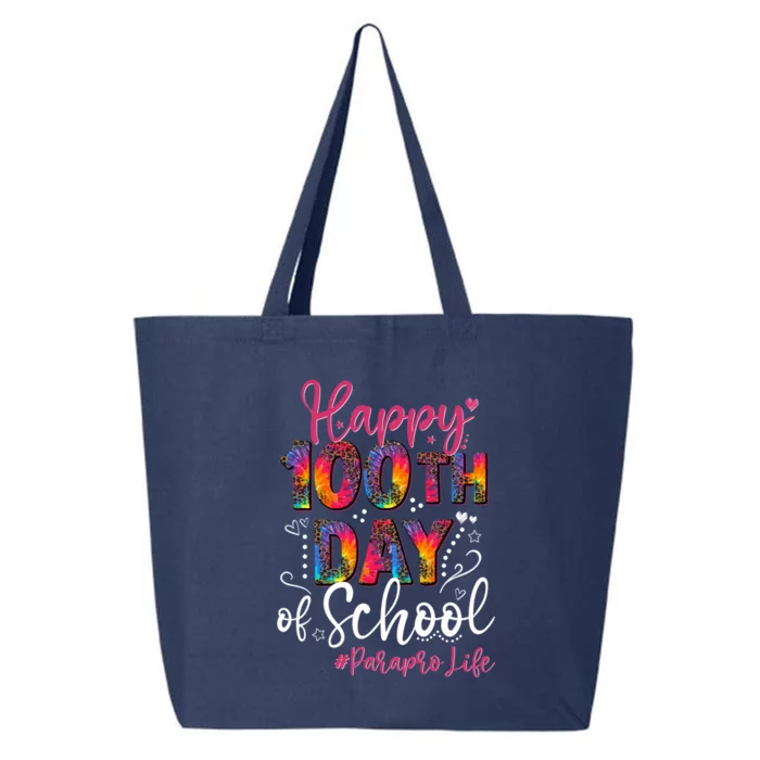 Tie Dye Leopard Happy 100th Day Of School Paraprofessional Cool Gift 25L Jumbo Tote