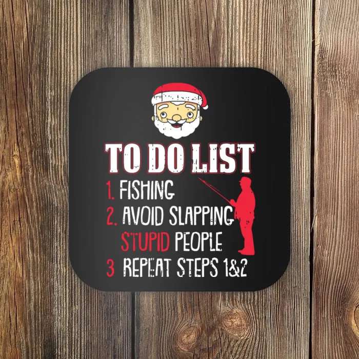 To Do List Fishing Christmas Pajama Funny Santa Fisherman Coaster