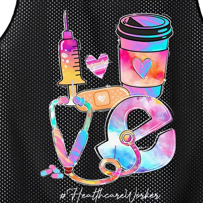 Tie Dye Love Healthcare Worker Stethoscope Nursing Nurse Day Mesh Reversible Basketball Jersey Tank