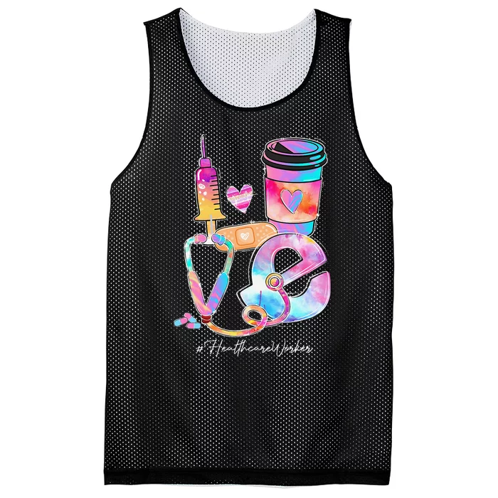 Tie Dye Love Healthcare Worker Stethoscope Nursing Nurse Day Mesh Reversible Basketball Jersey Tank