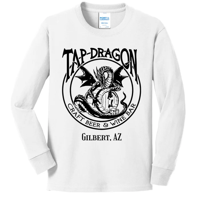 Tap Dragon Logo Front Never Fk With Dragon Back Kids Long Sleeve Shirt