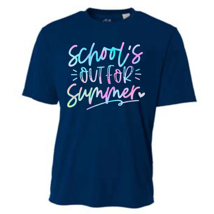 Tie Dye Last Day Of School Schools Out For Summer Teacher Cooling Performance Crew T-Shirt