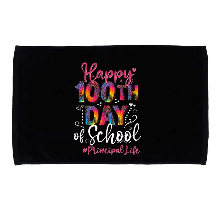 Tie Dye Leopard Happy 100th Day Of School Principal Life Gift Microfiber Hand Towel