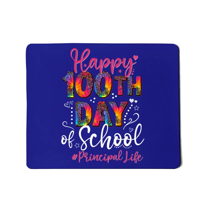 Tie Dye Leopard Happy 100th Day Of School Principal Life Gift Mousepad