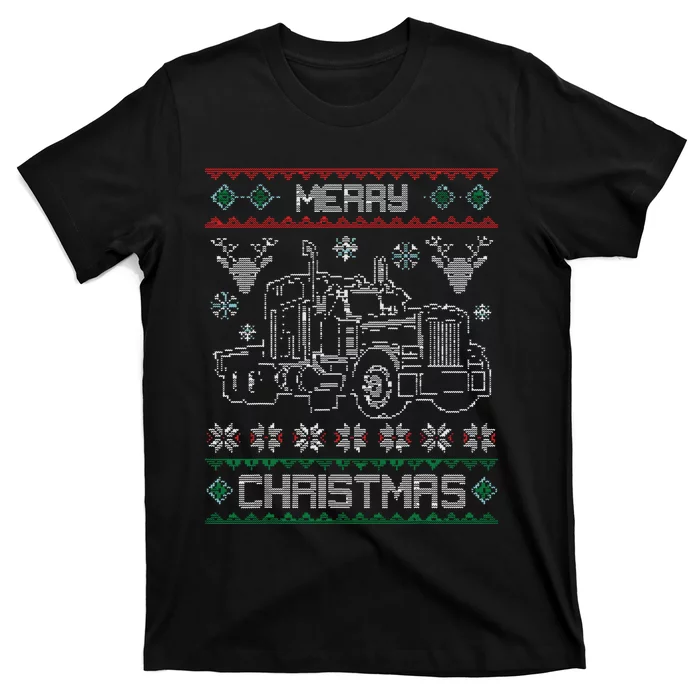 Truck Driver Merry Christmas Ugly Sweater Gift T-Shirt