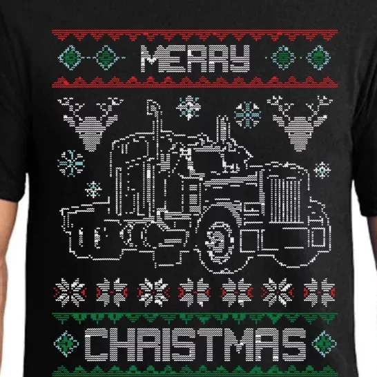 Truck Driver Merry Christmas Ugly Sweater Gift Pajama Set