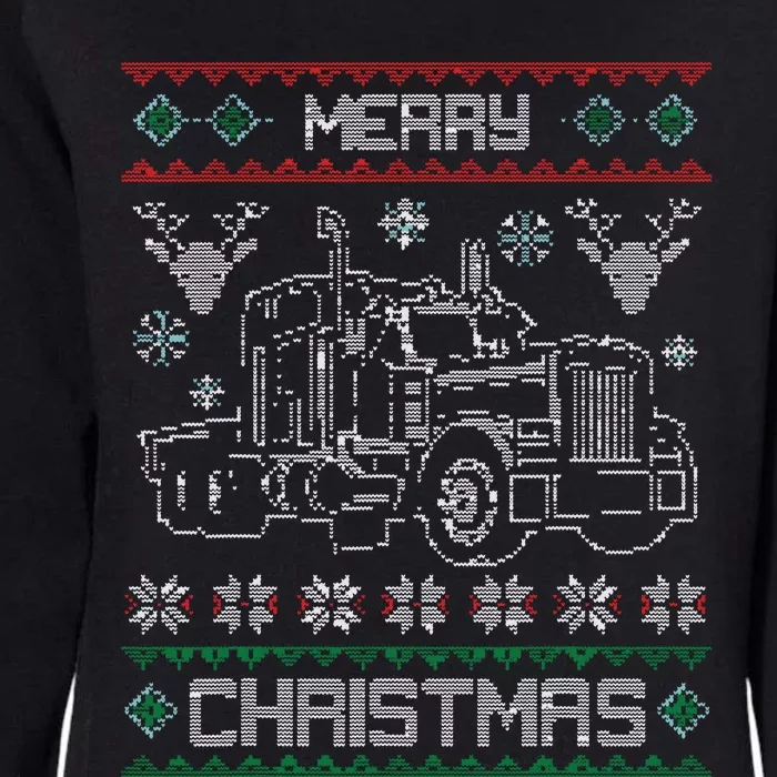 Truck Driver Merry Christmas Ugly Sweater Gift Womens California Wash Sweatshirt