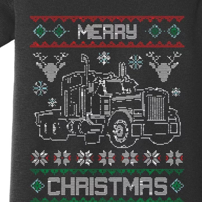 Truck Driver Merry Christmas Ugly Sweater Gift Baby Bodysuit