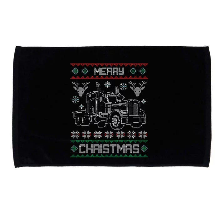 Truck Driver Merry Christmas Ugly Sweater Gift Microfiber Hand Towel