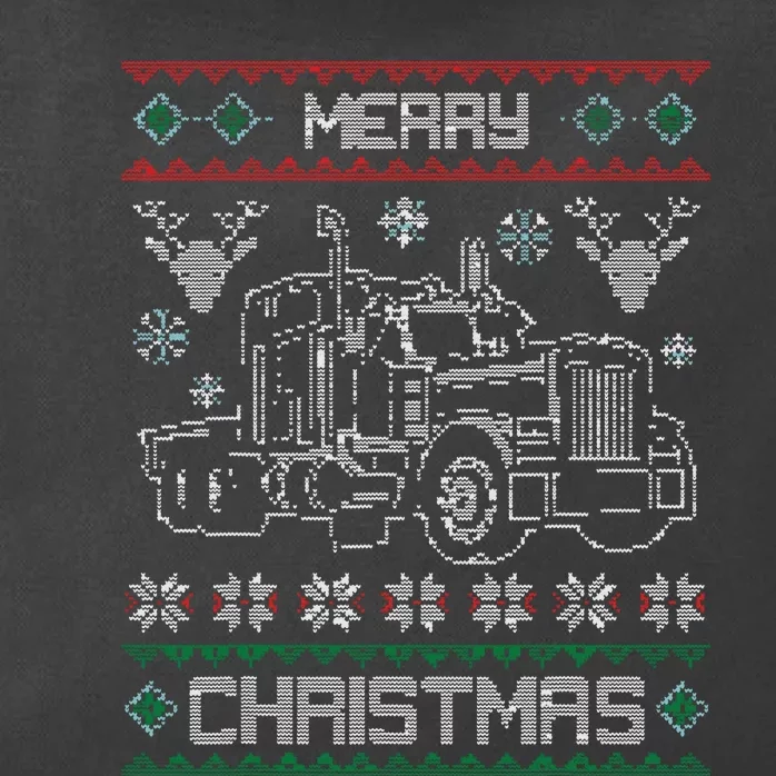 Truck Driver Merry Christmas Ugly Sweater Gift Zip Tote Bag