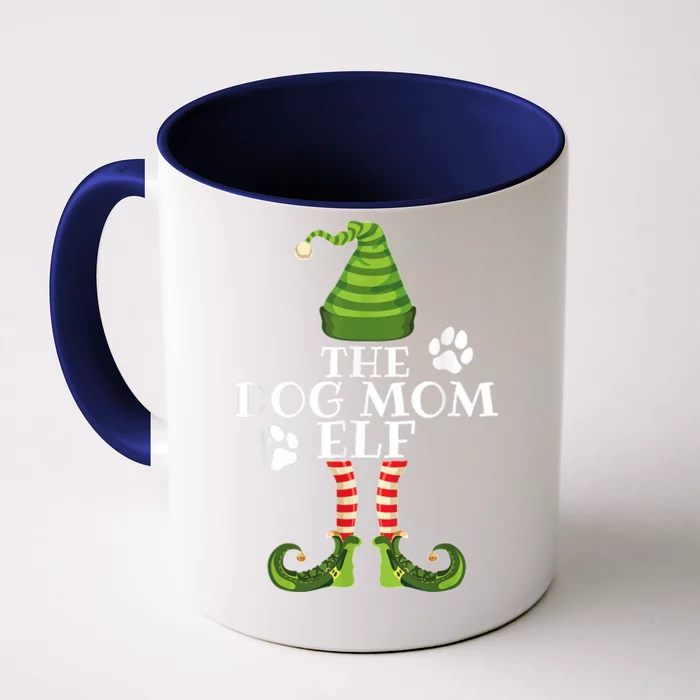 The Dog Mom Elf Family Matching Christmas Dog Owner Front & Back Coffee Mug