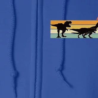 Trex Dinosaur March Retro Sunset Full Zip Hoodie