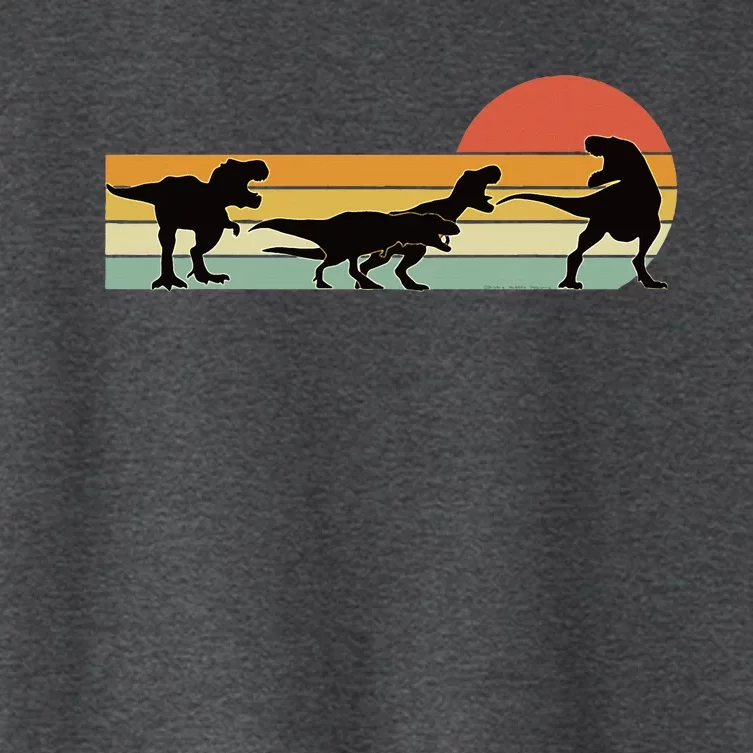 Trex Dinosaur March Retro Sunset Women's Crop Top Tee