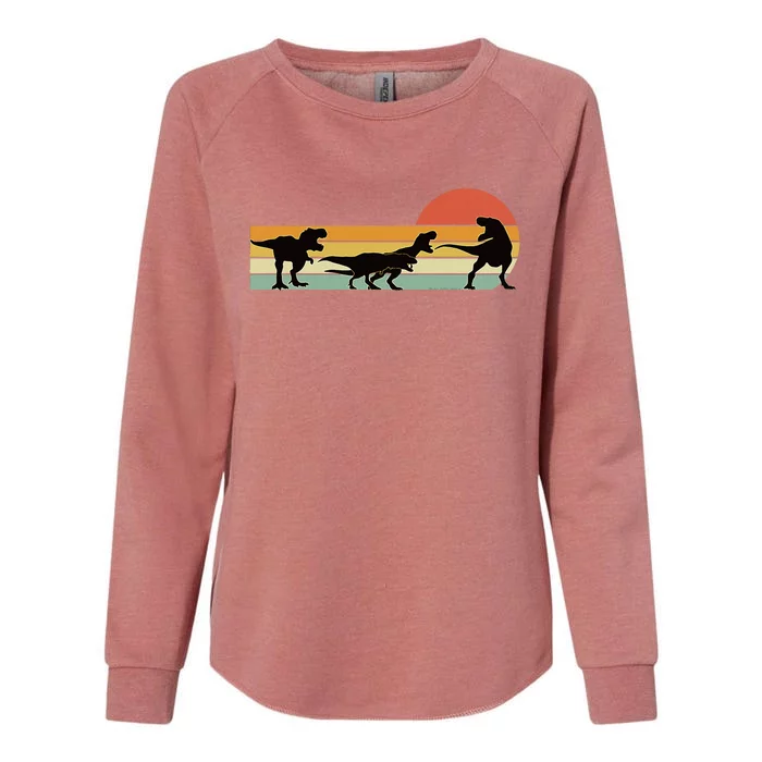 Trex Dinosaur March Retro Sunset Womens California Wash Sweatshirt