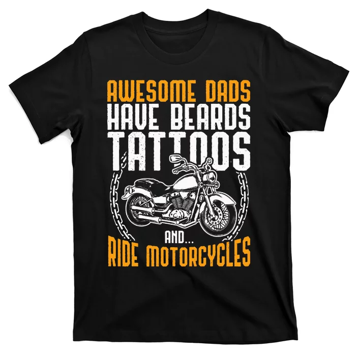 Tattooed Dad Motorcycle Fathers Day Gift Funny Tattoo T-Shirt