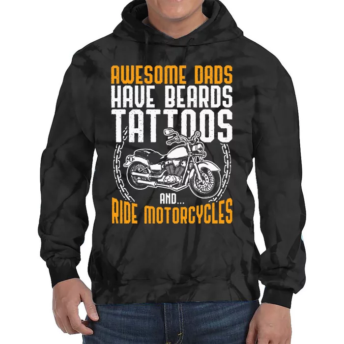 Tattooed Dad Motorcycle Fathers Day Gift Funny Tattoo Tie Dye Hoodie