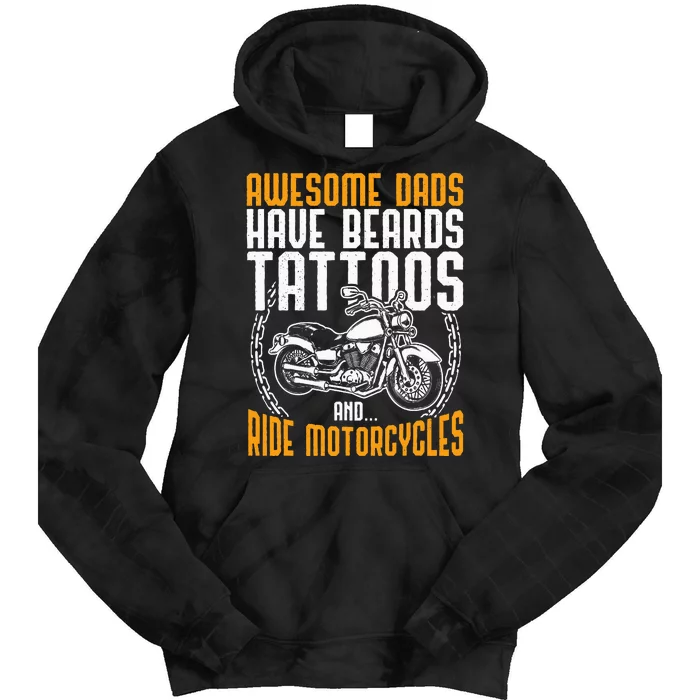 Tattooed Dad Motorcycle Fathers Day Gift Funny Tattoo Tie Dye Hoodie