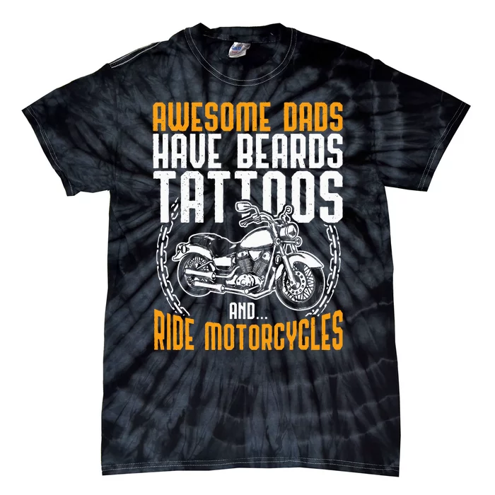 Tattooed Dad Motorcycle Fathers Day Gift Funny Tattoo Tie-Dye T-Shirt