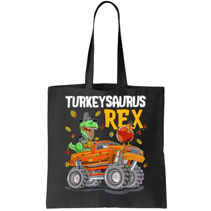 Turkey Dino Monster Truck Thanksgiving Turkeysaurus Rex Tote Bag