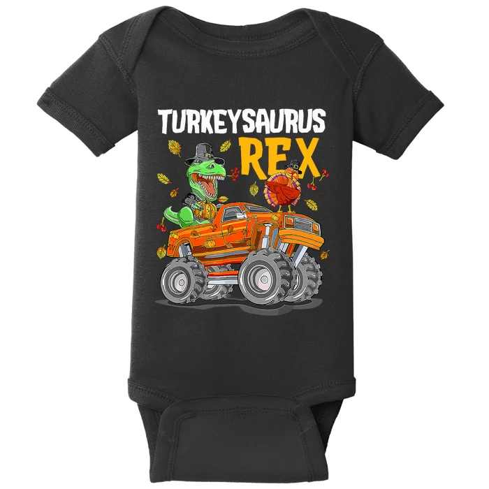 Turkey Dino Monster Truck Thanksgiving Turkeysaurus Rex Baby Bodysuit