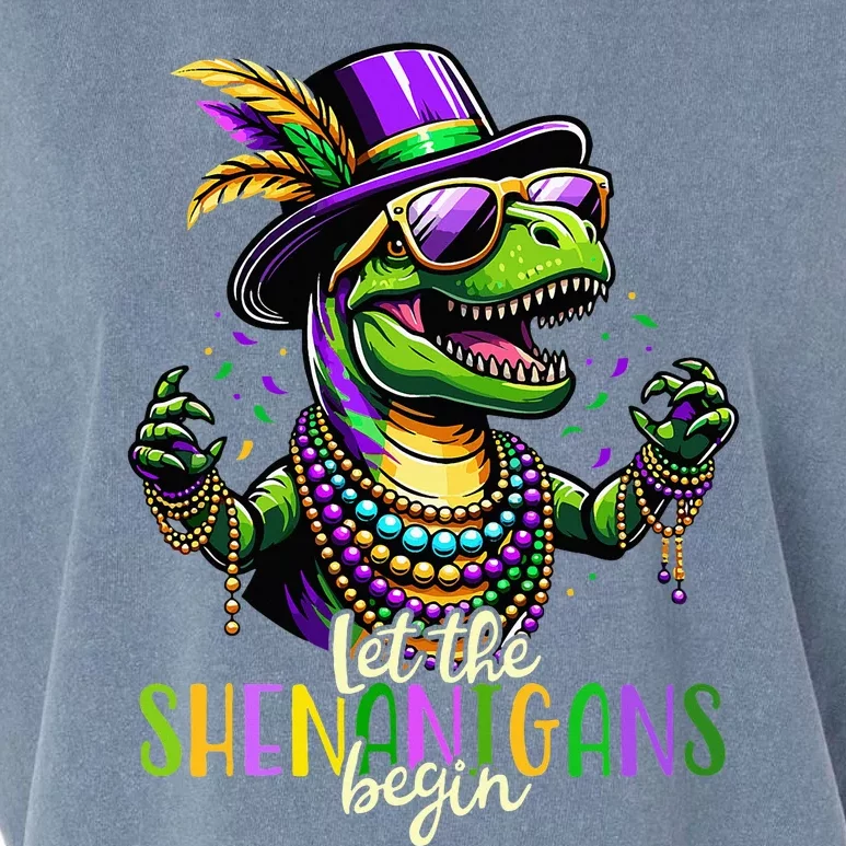 Trex Dinosaur Mardi Gras Costume Let The Shenanigans Begin Garment-Dyed Women's Muscle Tee