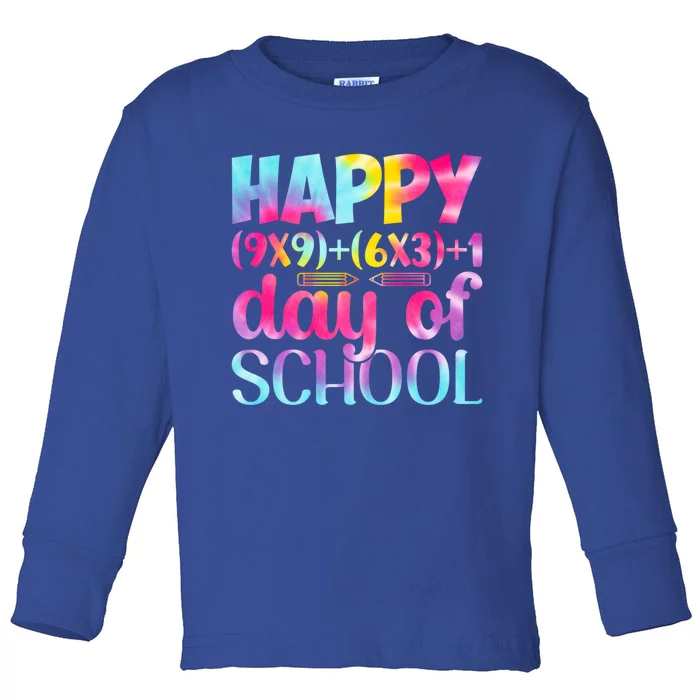 Tie Dye Math Formula Happy 100 Days Of School 100th Day Gift Toddler Long Sleeve Shirt