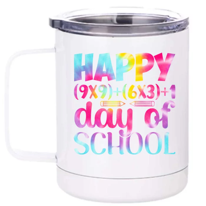 Tie Dye Math Formula Happy 100 Days Of School 100th Day Gift Front & Back 12oz Stainless Steel Tumbler Cup