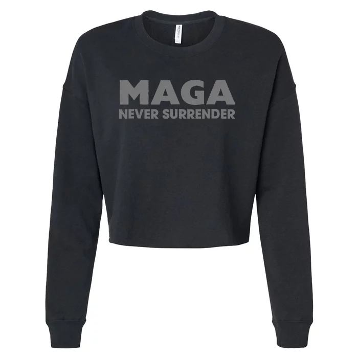 Trump Dark Maga Never Surrender Cropped Pullover Crew