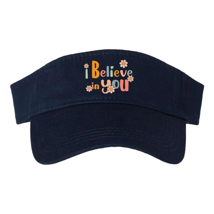 Testing Day Motivational Teacher Groovy I Believe In You Valucap Bio-Washed Visor