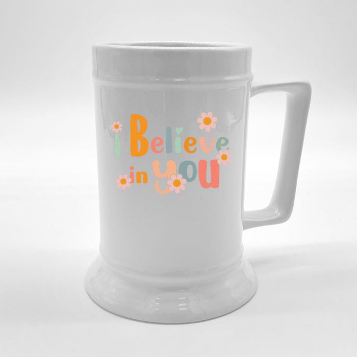 Testing Day Motivational Teacher Groovy I Believe In You Front & Back Beer Stein