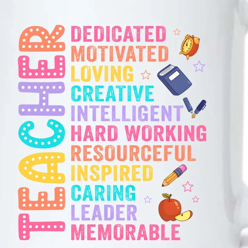 Teacher Dedicated Motivated Loving Creative Back To School Black Color Changing Mug