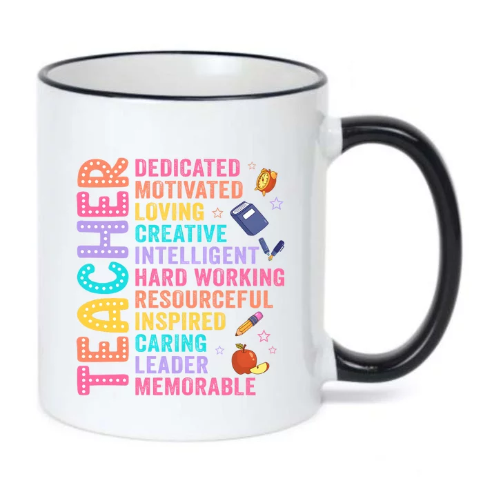 Teacher Dedicated Motivated Loving Creative Back To School Black Color Changing Mug