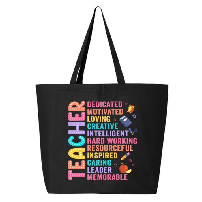 Teacher Dedicated Motivated Loving Creative Back To School 25L Jumbo Tote