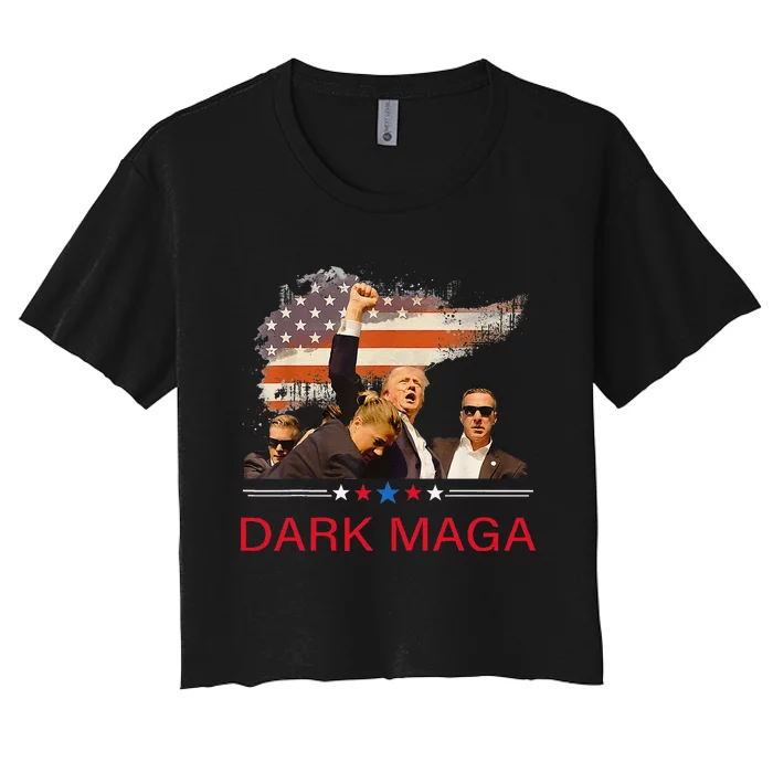 Trump Dark Maga IM Not Just Maga IM Dark Maga Trump 2024 Women's Crop Top Tee