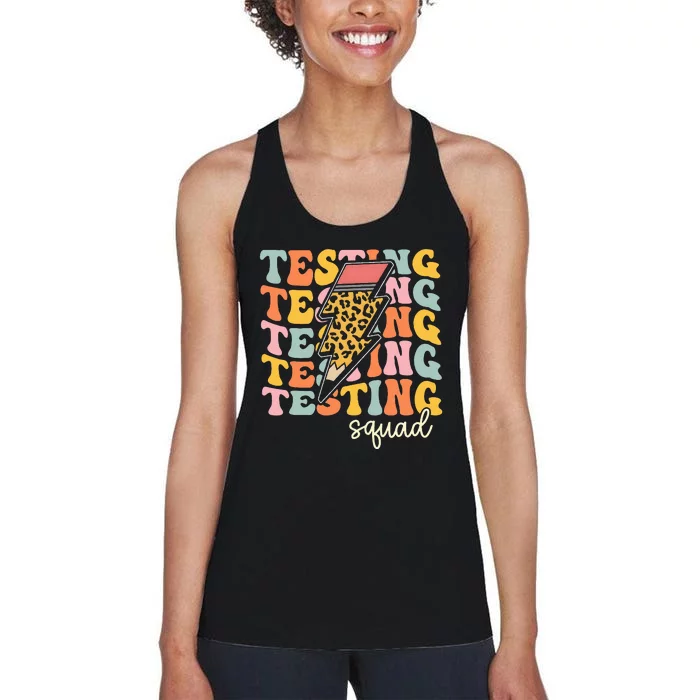 Test Day Motivational Teacher Testing Squad Women's Racerback Tank