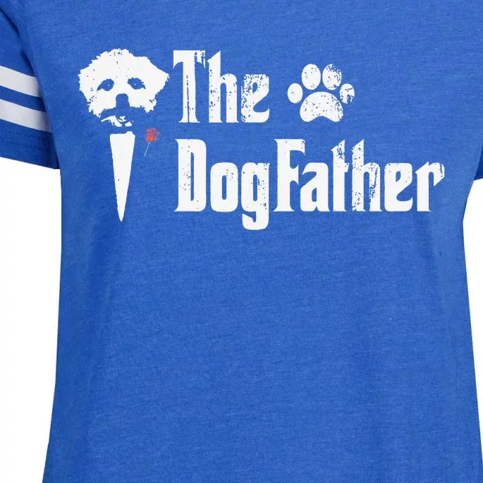 The Dogfather Maltese Dog Dad Father's Day Gift Enza Ladies Jersey Football T-Shirt