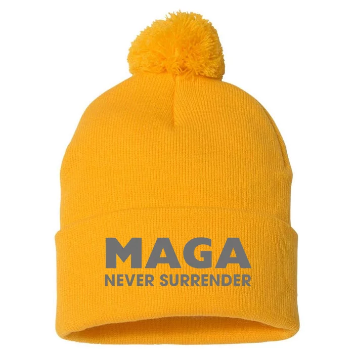 Trump Dark Maga Never Surrender Pom Pom 12in Knit Beanie