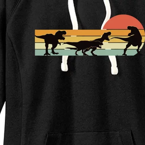 TRex Dinosaur March Retro Sunset TRex T Women's Fleece Hoodie